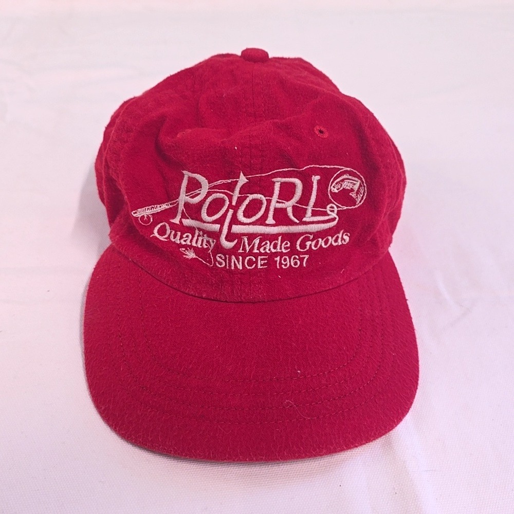 Polo Ralph Lauren Hat Red Fishing Graphic Leather Strapback Cotton Baseball Cap